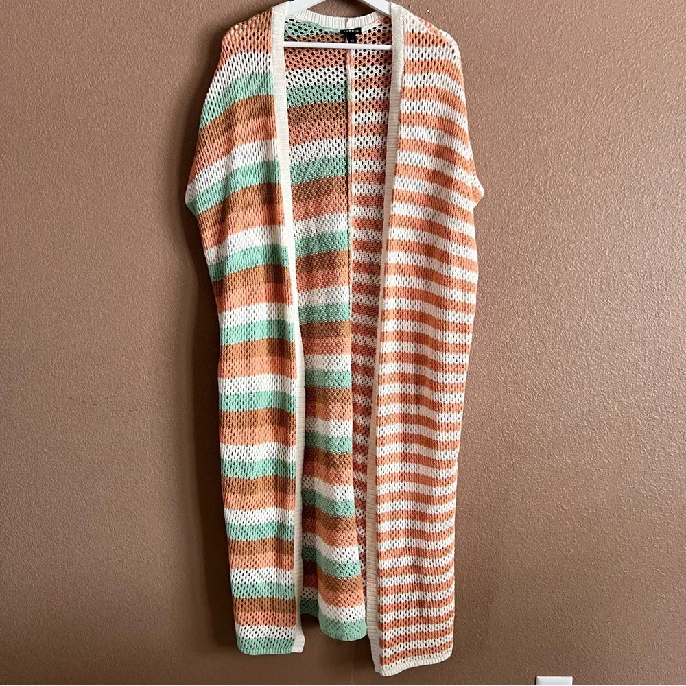 Torrid Striped Knit Duster Open Cardigan Sweater Size 1/2